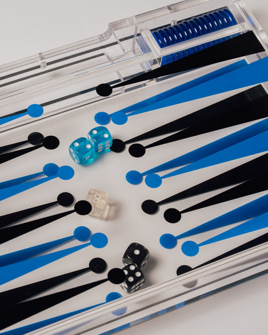 Portable Backgammon Light Blue / Black