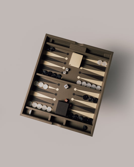 Leather Game Table Taupe