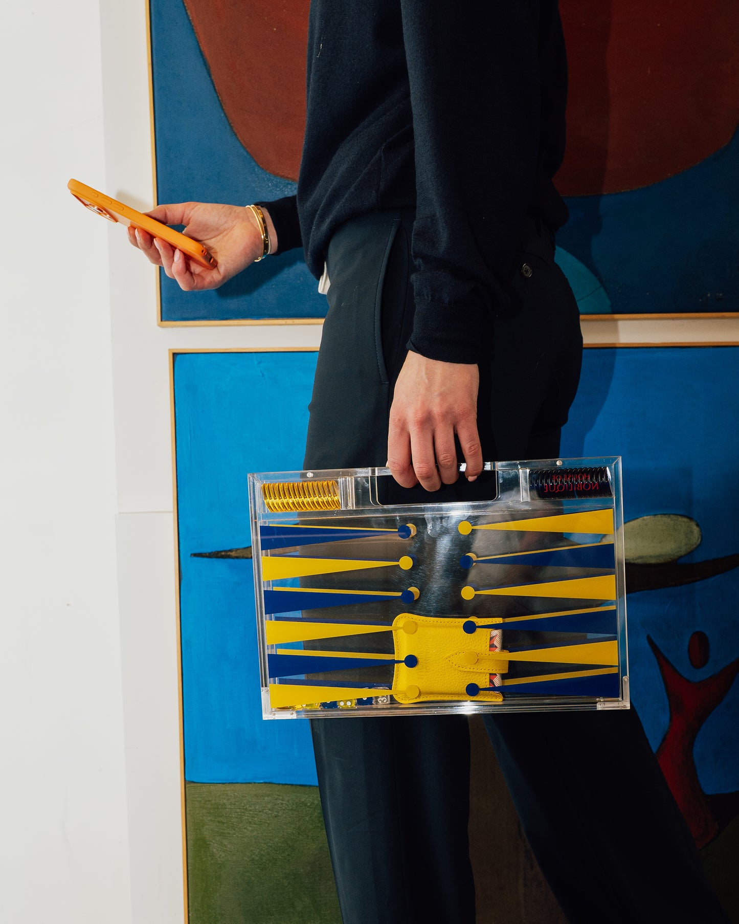 Portable Backgammon Yellow / Blue