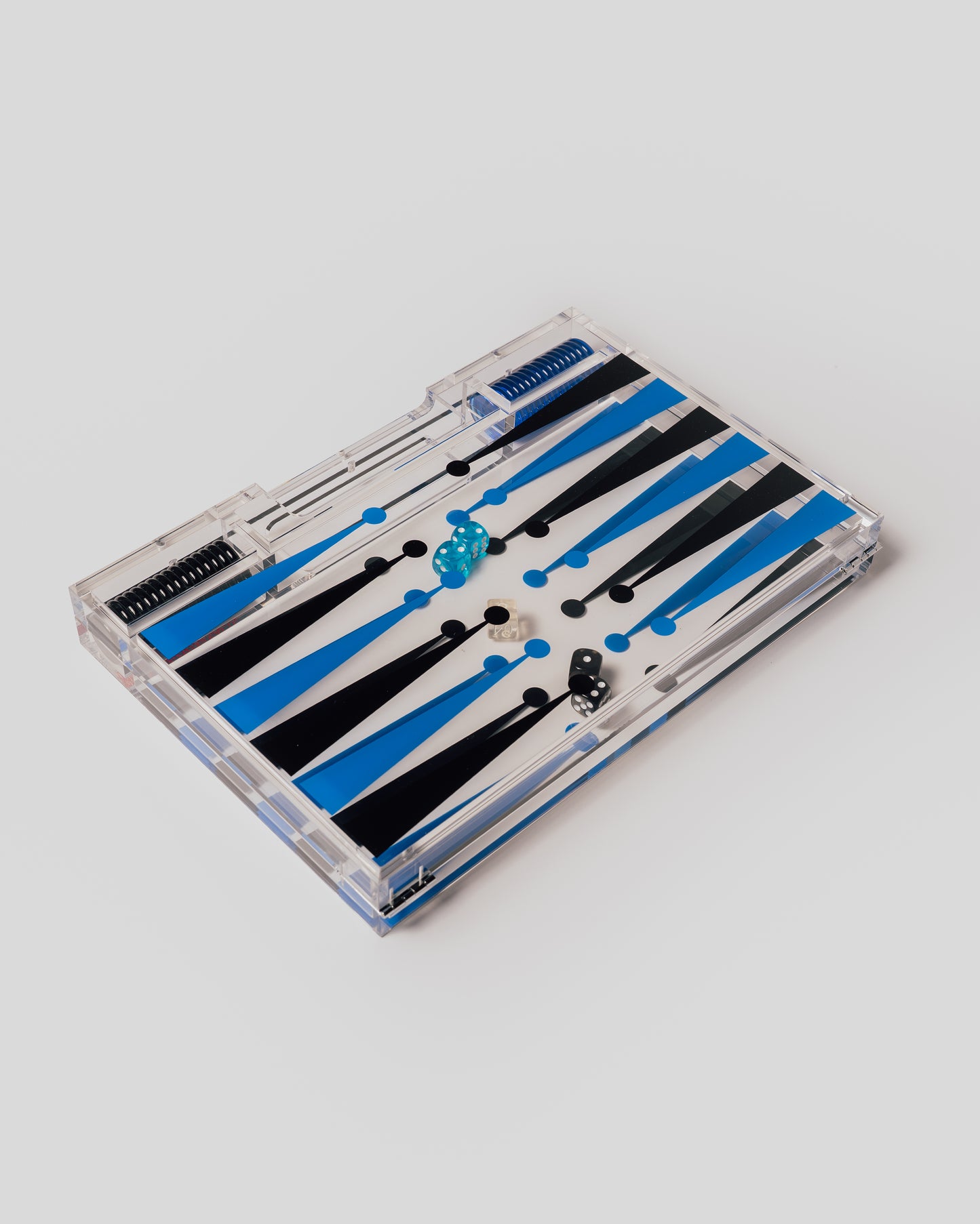 Portable Backgammon Light Blue / Black