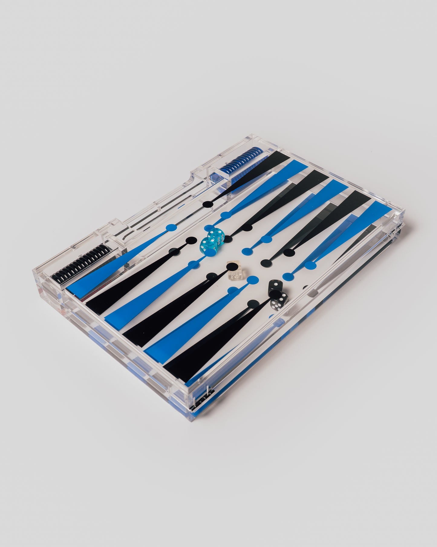 Portable Backgammon Light Blue / Black