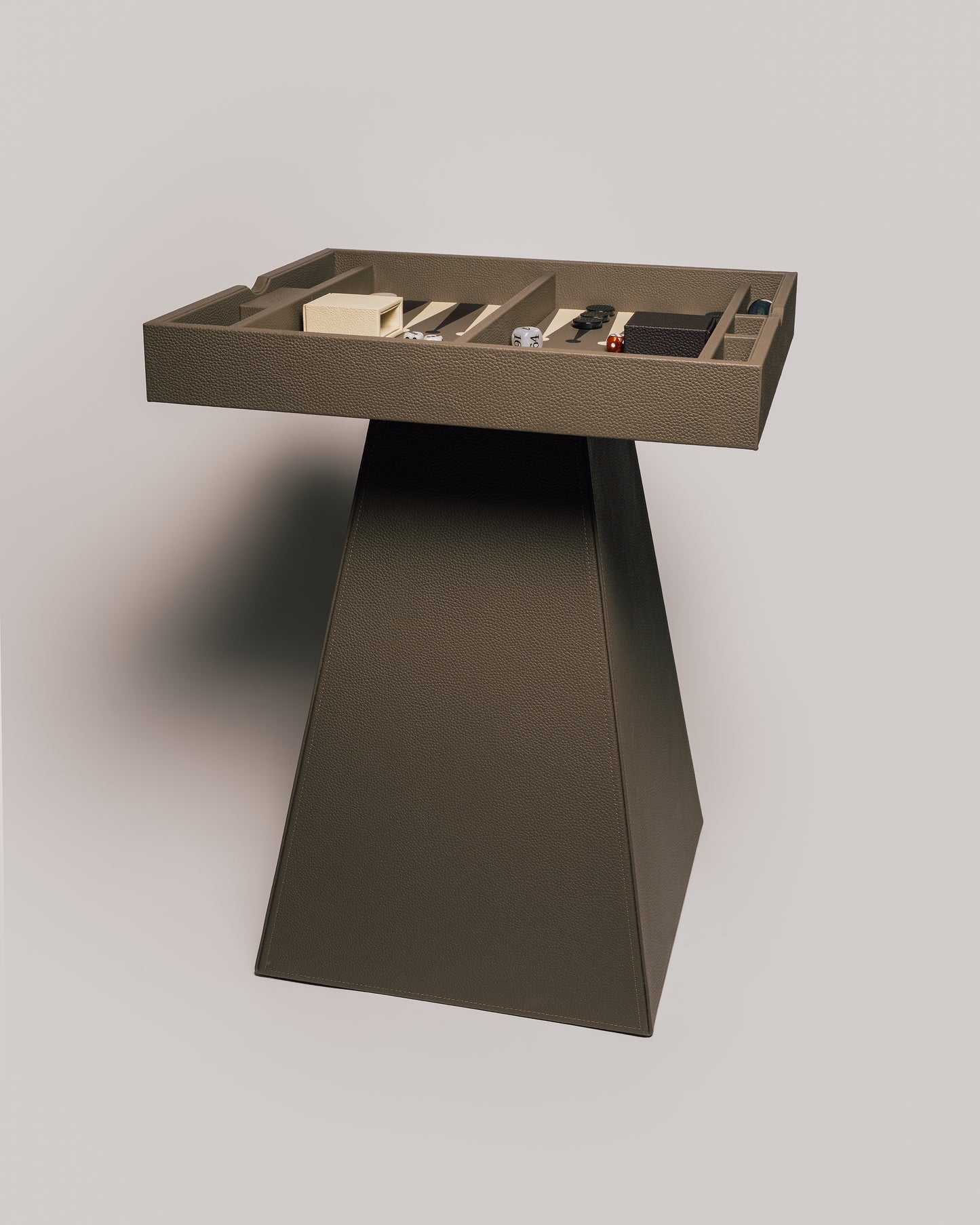 Leather Game Table Taupe