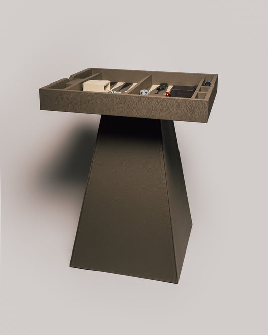 Leather Game Table Taupe