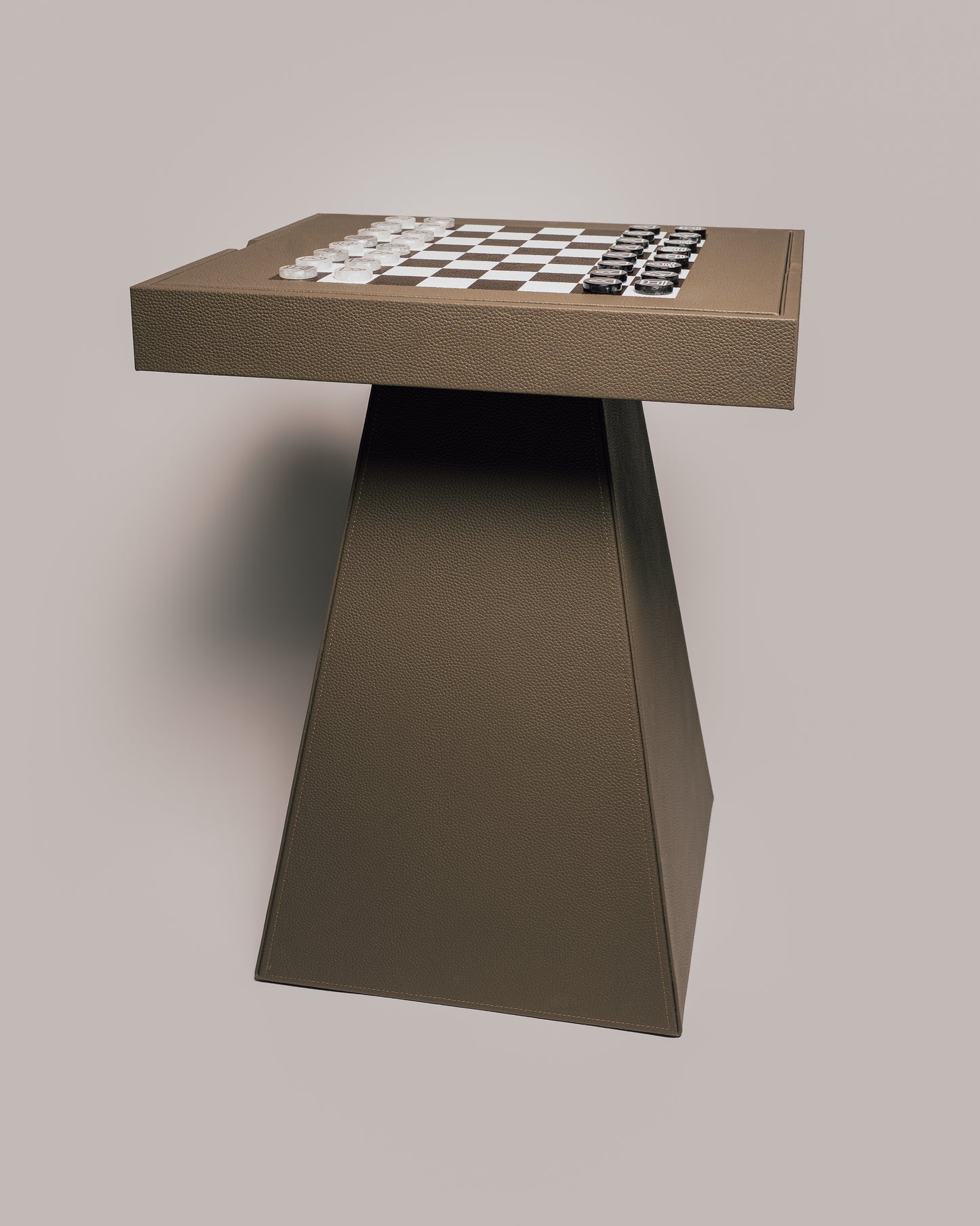 Leather Game Table Taupe