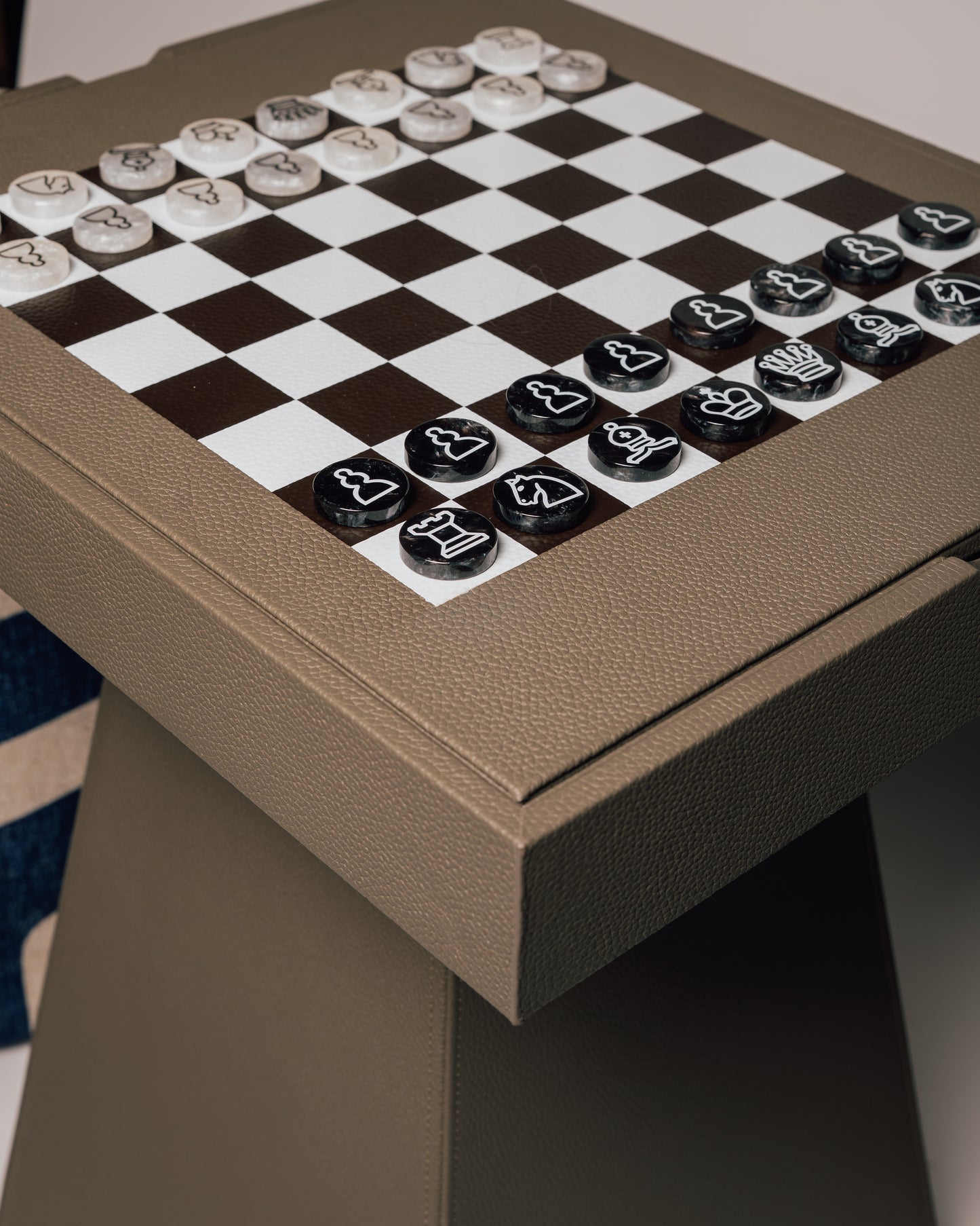 Leather Game Table Taupe